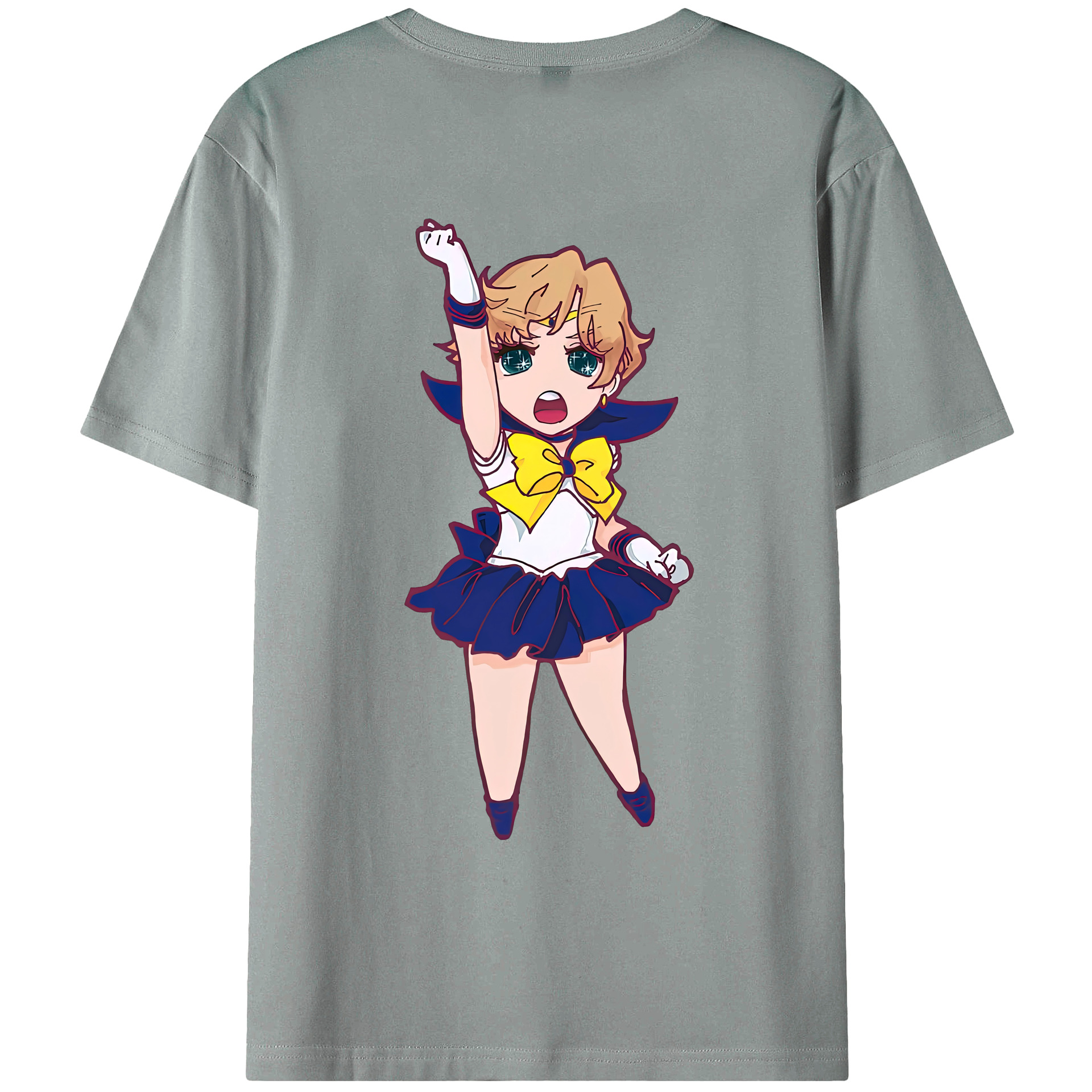 （画像用） 美少女戦士セーラームーン 天王はるか Sailor Moon Tenoh Haruka 綿100％ メンズ半袖Tシャツ（バックプリント） 通気性